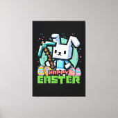 Toile Jeu de pixels de lapin de Pâques heureux (Recto)