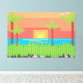 Toile Jeu Rétro - Coucher de soleil tropical (Insitu (Plancher de Bois))
