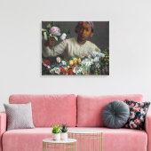 Toile Jeune femme avec des pivoines | Fré dé ric Bazil (Insitu(Salon))