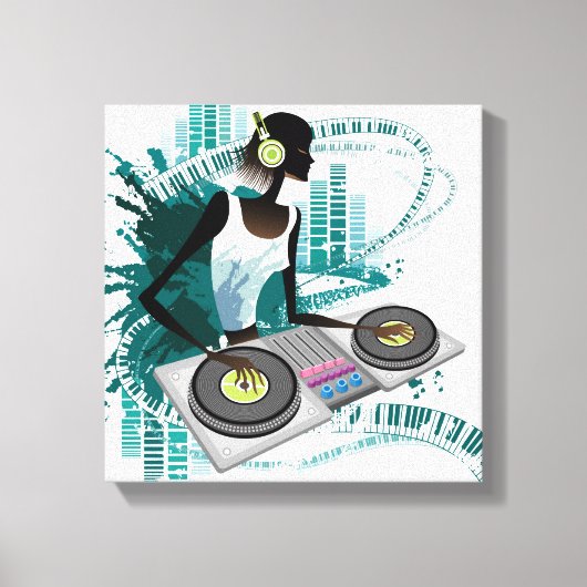 Toile Jeune femme Dj Utiliser le Tourne-disque dans la d (Recto)