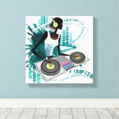 Toile Jeune femme Dj Utiliser le Tourne-disque dans la d (Insitu (Plancher de Bois))