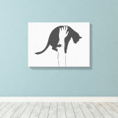 Toile Jeune femme levant chat - Choisir la couleur arriè (Insitu (Plancher de Bois))