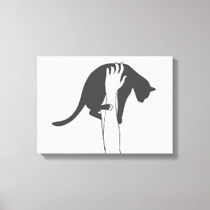 Toile Jeune femme levant chat - Choisir la couleur arriè