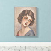 Toile Jeune fille flapper timide aux couleurs pastel (Insitu (Plancher de Bois))