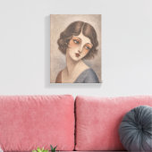 Toile Jeune fille flapper timide aux couleurs pastel (Insitu(Salon))