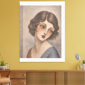 Toile Jeune fille flapper timide aux couleurs pastel (Insitu(Salon))