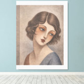 Toile Jeune fille flapper timide aux couleurs pastel (Insitu (Plancher de Bois))