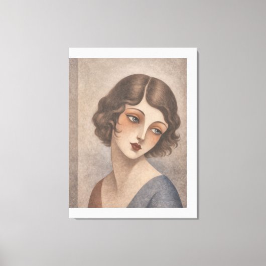 Toile Jeune fille flapper timide aux couleurs pastel (Recto)
