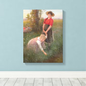 Toile Jeunes filles cueillette Fleurs (Insitu (Plancher de Bois))