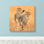Toile Jeunes guépards (Acinonyx Jubatus) en course (Insitu (Plancher de Bois))