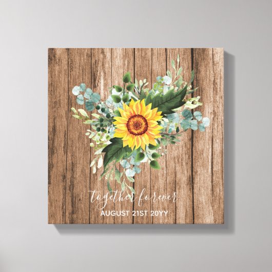 Toile Jeunes mariés personnalisés Tournesols rustiques F (Recto)
