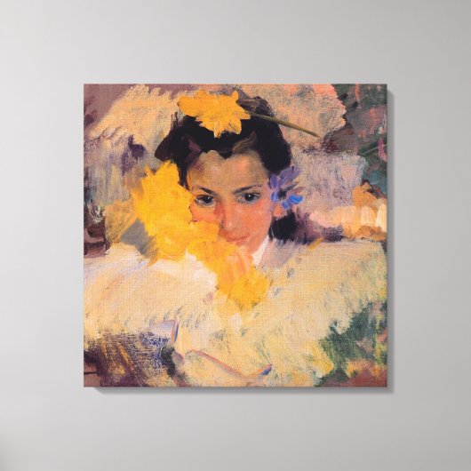 Toile Joaquin Sorolla - Fille aux fleurs (Recto)