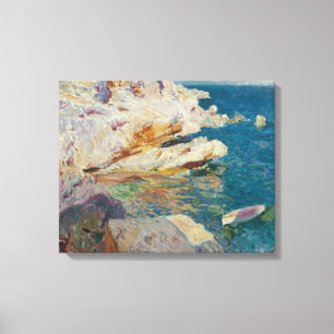 Toile Joaquin Sorolla-Rocks de Javea et le Bateau Blanc
