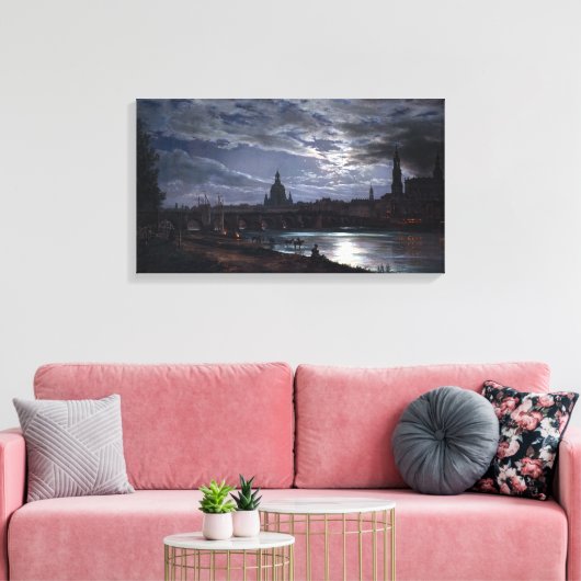 Toile Johan Christian Dahl Vue de Dresde au clair de lun (Insitu(Salon))