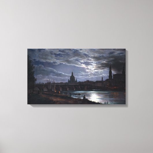 Toile Johan Christian Dahl Vue de Dresde au clair de lun (Recto)
