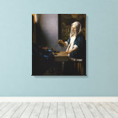 Toile Johannes Vermeer - Femme tenant un équilibre (Insitu (Plancher de Bois))