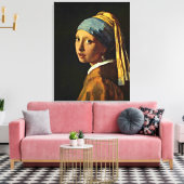Toile Johannes Vermeer - Fille avec une oreille perle (Insitu(Salon))