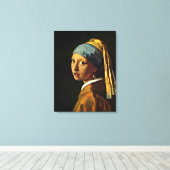 Toile Johannes Vermeer - Fille avec une oreille perle (Insitu (Plancher de Bois))