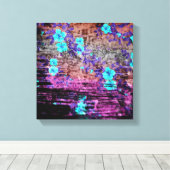 Toile Joli Aqua Gris Violet Gris Floral Grunge (Insitu (Plancher de Bois))