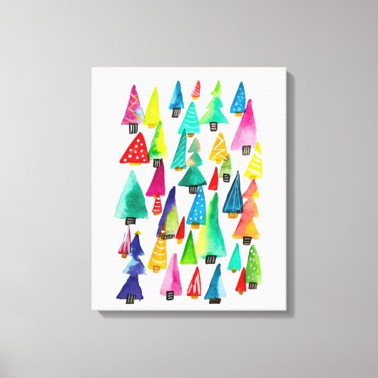 Toile Joli aquarelle arbres de Noël (Recto)