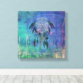 Toile Joli Blue et Turquoise Pastel Feather Dreamcatcher (Insitu (Plancher de Bois))