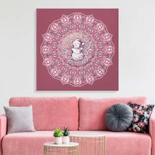 Toile Joli Bonhomme de Neige Rose Fantaisiste Personnali