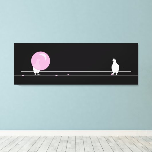 Toile Joli Bubble rose Bubble Oiseaux de gomme sur un fi (Insitu (Plancher de Bois))