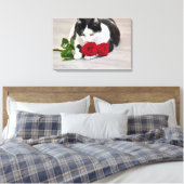 Toile Joli chat avec la rose rouge (Insitu(Chambre))