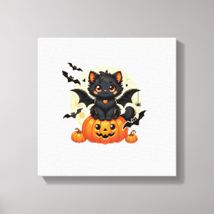 Toile Joli Chat Noir Avec Des Ailes De Chauve-Souris Cit