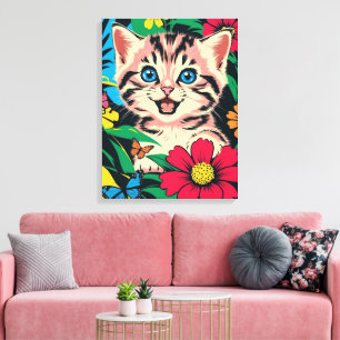 Toile Joli Chatons dans un style de peinture Pop Art sur