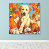 Toile Joli chiot Labrador Retriever automne récolte (Insitu (Plancher de Bois))