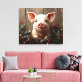 Toile Joli Cochon de Noël Peinture rustique (Insitu(Salon))