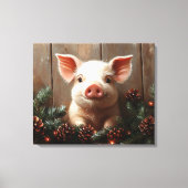 Toile Joli Cochon de Noël Peinture rustique (Recto)