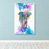 Toile joli coloré aquarelle éclabousser éléphant (Insitu (Plancher de Bois))