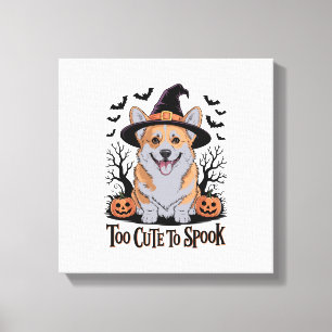 Toile Joli Corgi Halloween avec chapeau de sorcière
