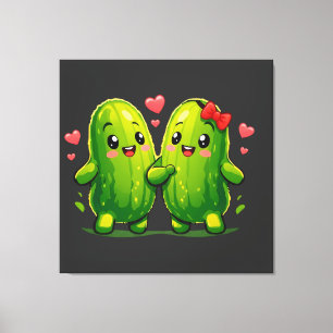 Toile Joli Couple de Cornichons Drôles Kawaii