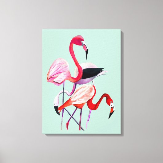 Toile Joli flamant rose sur bleu (Recto)