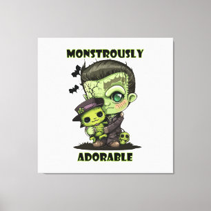 Toile Joli monstre de Frankenstein avec peluche
