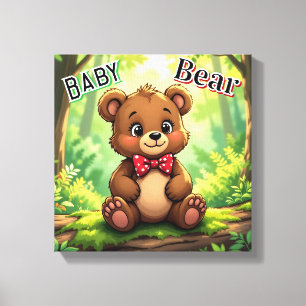 Toile Joli ours en peluche de dessin animé dans les bois