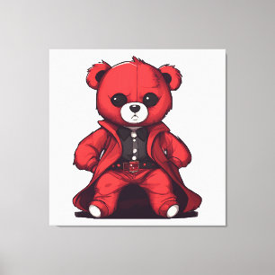 Toile Joli ours en peluche rouge garçon
