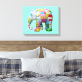 Toile Joli patchwork jouet éléphant enfants rétro whimsi (Insitu(Chambre))