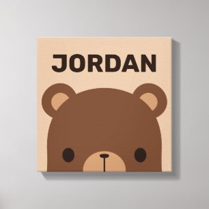Toile Joli petit ours brun avec nom personnalisé