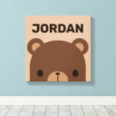 Toile Joli petit ours brun avec nom personnalisé (Insitu (Plancher de Bois))
