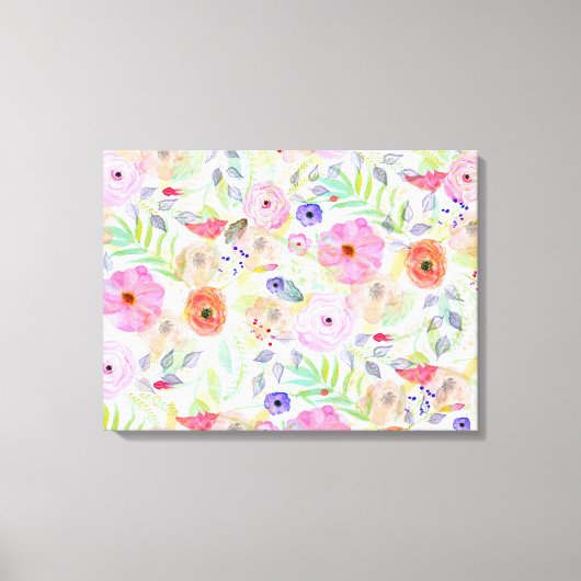 Toile Jolie aquarelle peinture à la main abstraite flora (Recto)