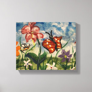 Toile Jolie Art pour Enfants Orange et Bleu
