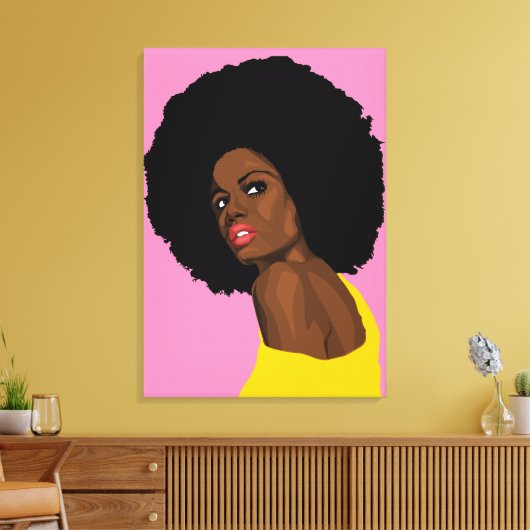TOILE JOLIE BLACK LADY AFRO IMPRIMER SUR DES CANVAS STRE (Insitu(Salon))