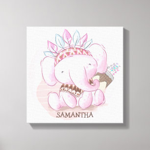 Toile Jolie chambre de bébé éléphant boho