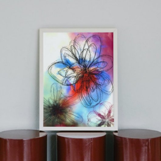 Toile Jolie couleur de l'aquarelle Fleurs Abstraites