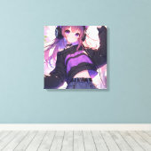 Toile Jolie fille Anime dans casque avec oreilles de cha (Insitu (Plancher de Bois))