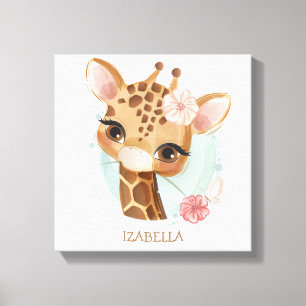 Toile jolie fille girafe bébé nurserie
